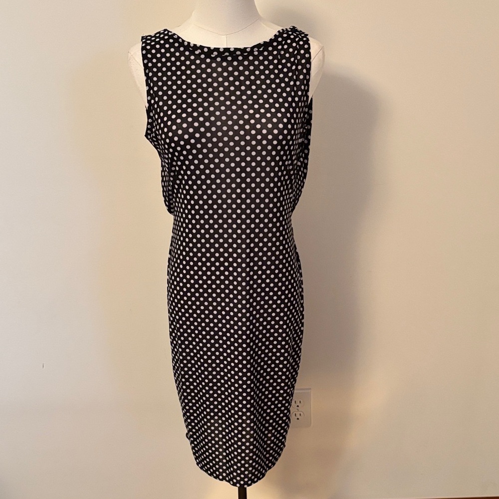 Chic Black and White Polka Dot Backless Dress